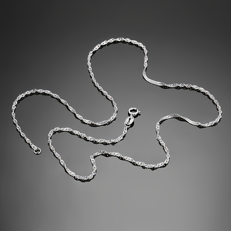 Men's 925 Silvery Wave Pattern Necklace Stylish & Durable